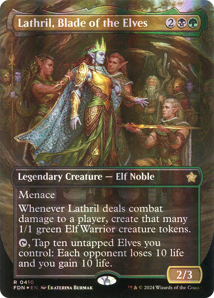 Lathril, Blade of the Elves (Borderless) (Mana Foil) (410) Foil - Foundations