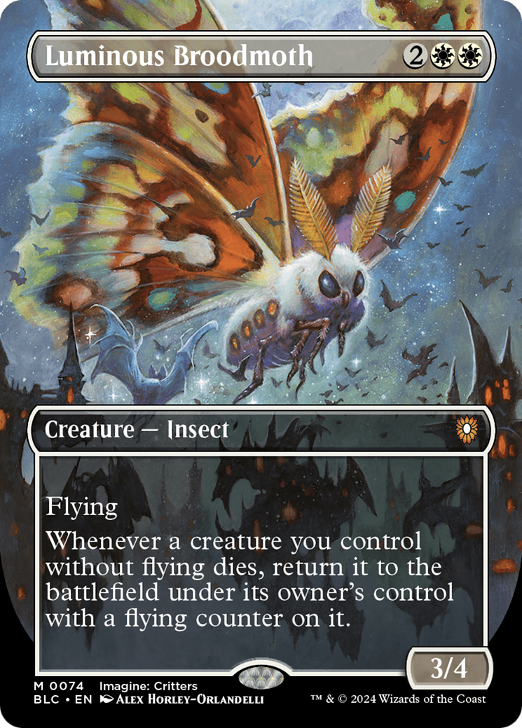 Luminous Broodmoth (Borderless) (074) Foil - Bloomburrow Commander