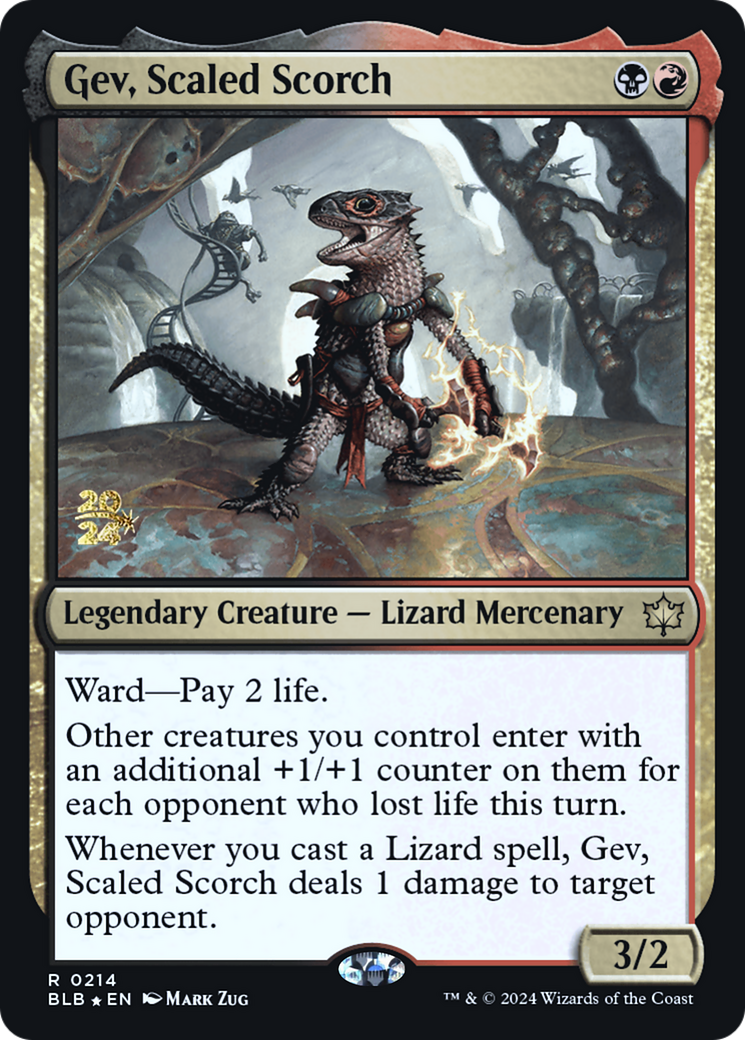 Gev, Scaled Scorch (214) Foil - Bloomburrow Promos