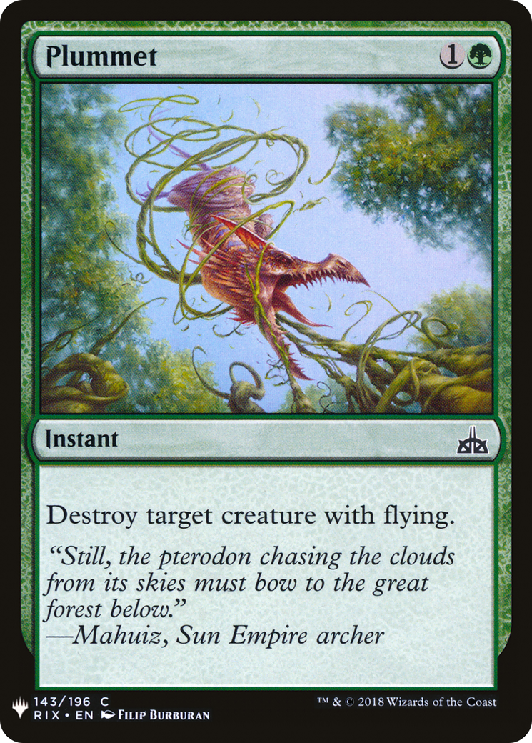 Plummet (RIX-143) - The List