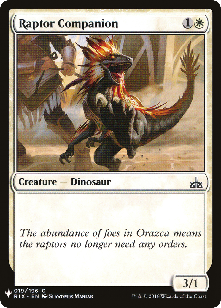 Raptor Companion (RIX-19) - The List
