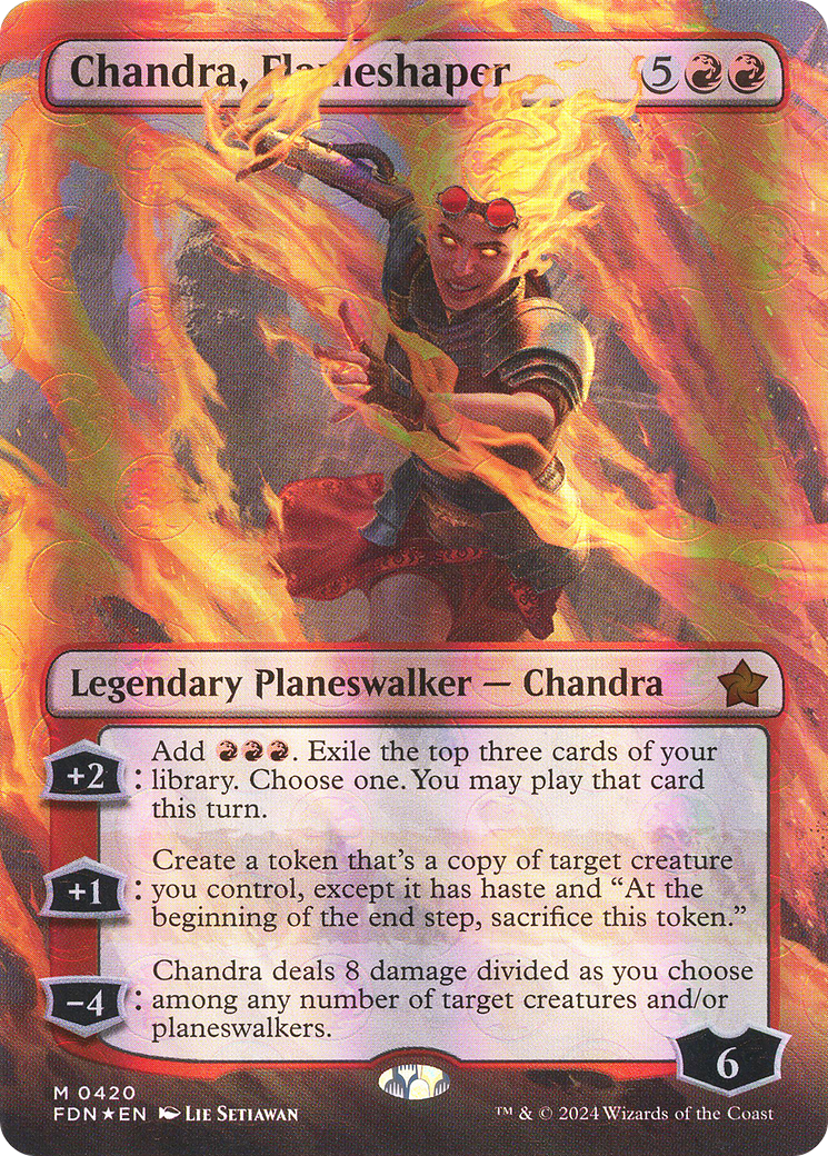 Chandra, Flameshaper (Borderless) (Mana Foil) (420) Foil - Foundations