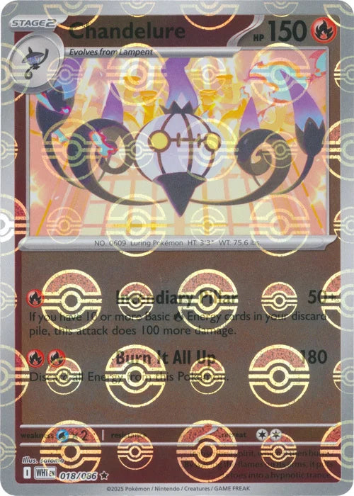 Chandelure (Poke Ball Pattern) (18) Reverse Holofoil - White Flare