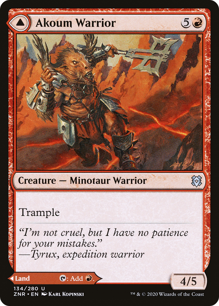 Akoum Warrior // Akoum Teeth (134) - Zendikar Rising