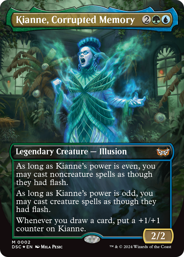 Kianne, Corrupted Memory (Borderless) (002) Foil - Duskmourn: House of Horror Commander