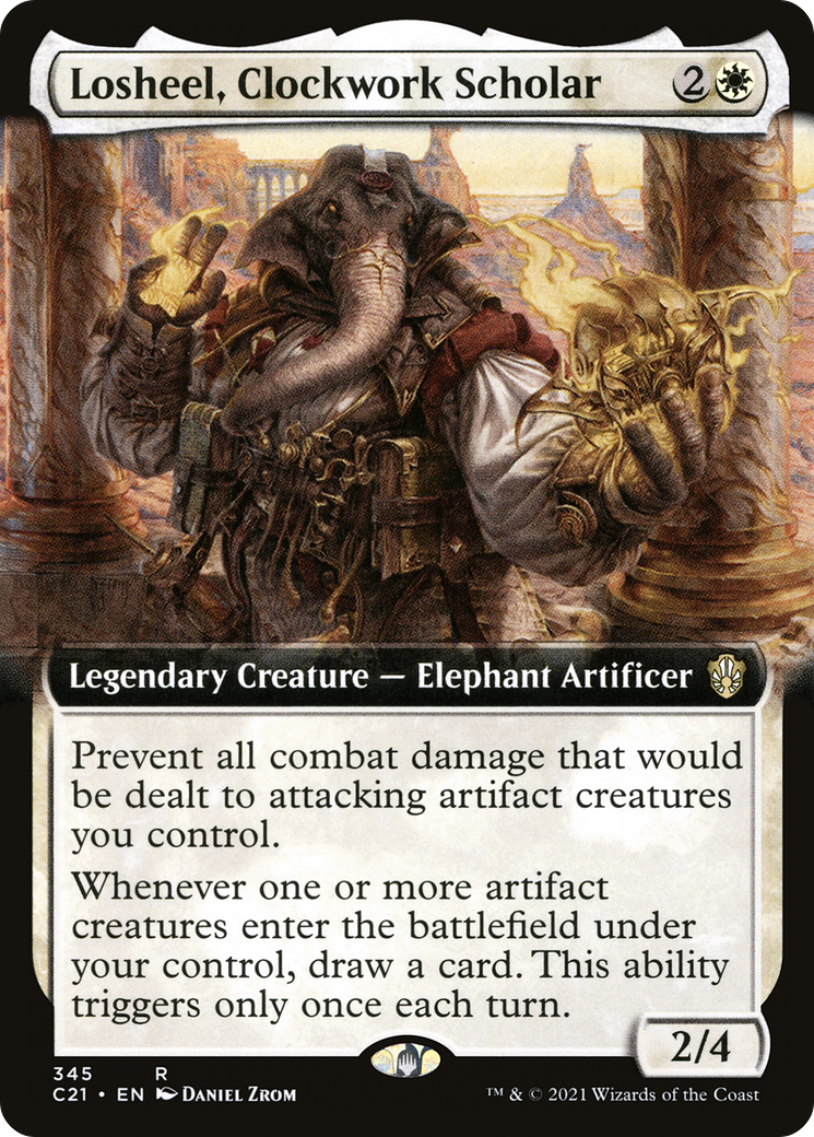 Losheel, Clockwork Scholar (Extended Art) (345) - Commander 2021