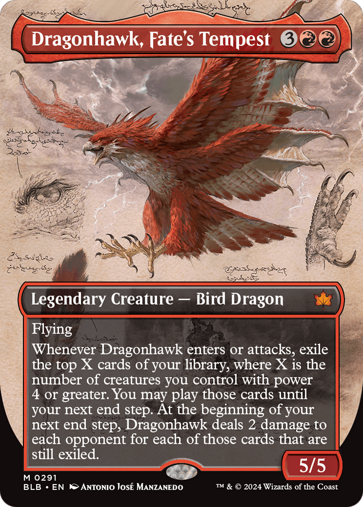 Dragonhawk, Fate's Tempest (Borderless) (Showcase) (291) Foil - Bloomburrow