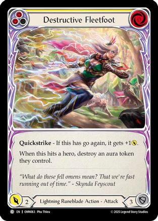 Destructive Fleetfoot (Yellow) (OMN063) Rainbow Foil - Omens of the Third Age