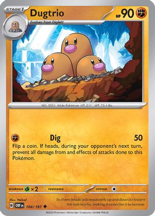 Dugtrio (104) Reverse Holofoil - Obsidian Flames