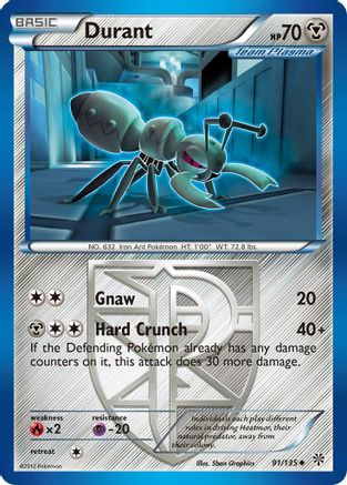 Durant (Team Plasma) (91) Reverse Holofoil - Plasma Storm