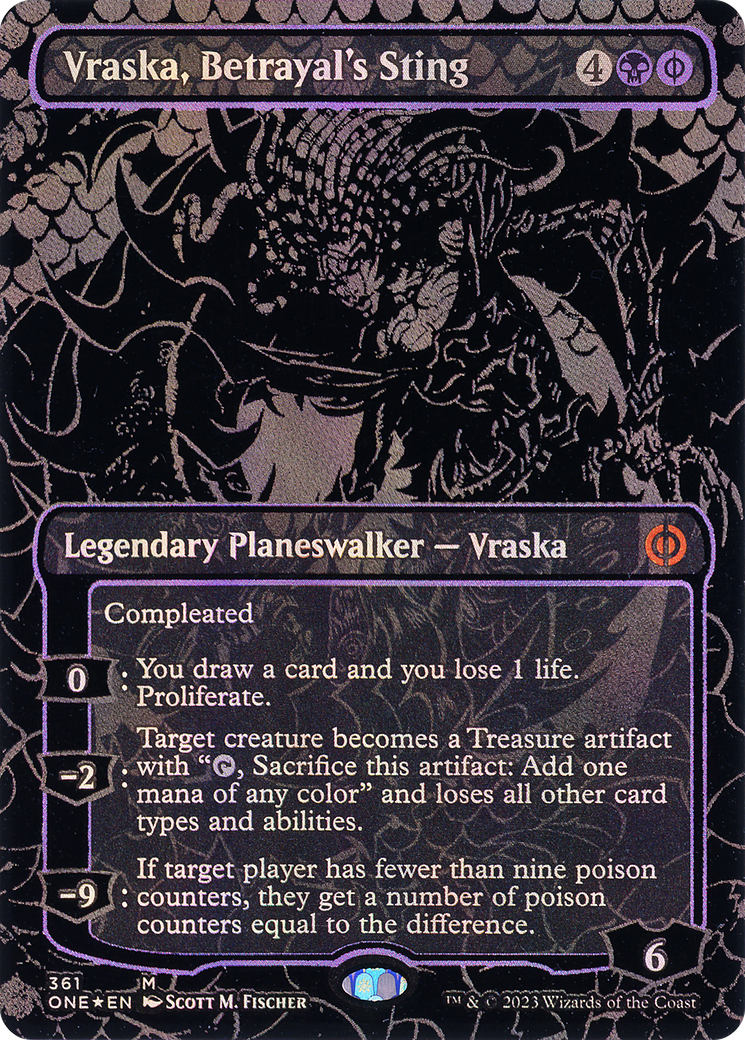 Vraska, Betrayal's Sting (Oil Slick Raised Foil) (361) Foil - Phyrexia: All Will Be One