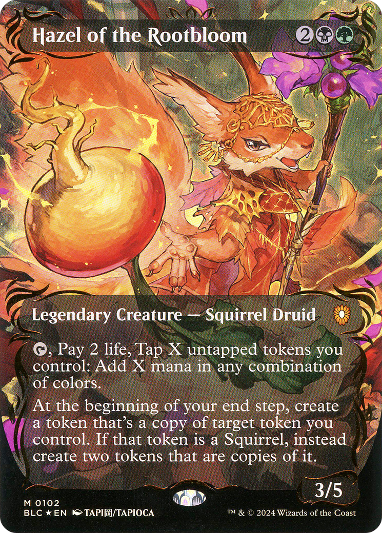 Hazel of the Rootbloom (Borderless) (Raised Foil) (102) Foil - Bloomburrow Commander