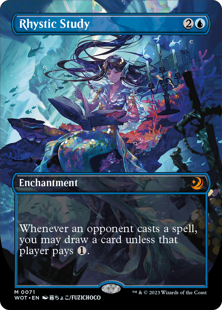 Rhystic Study (Anime Borderless) (071) Foil - Wilds of Eldraine: Enchanting Tales
