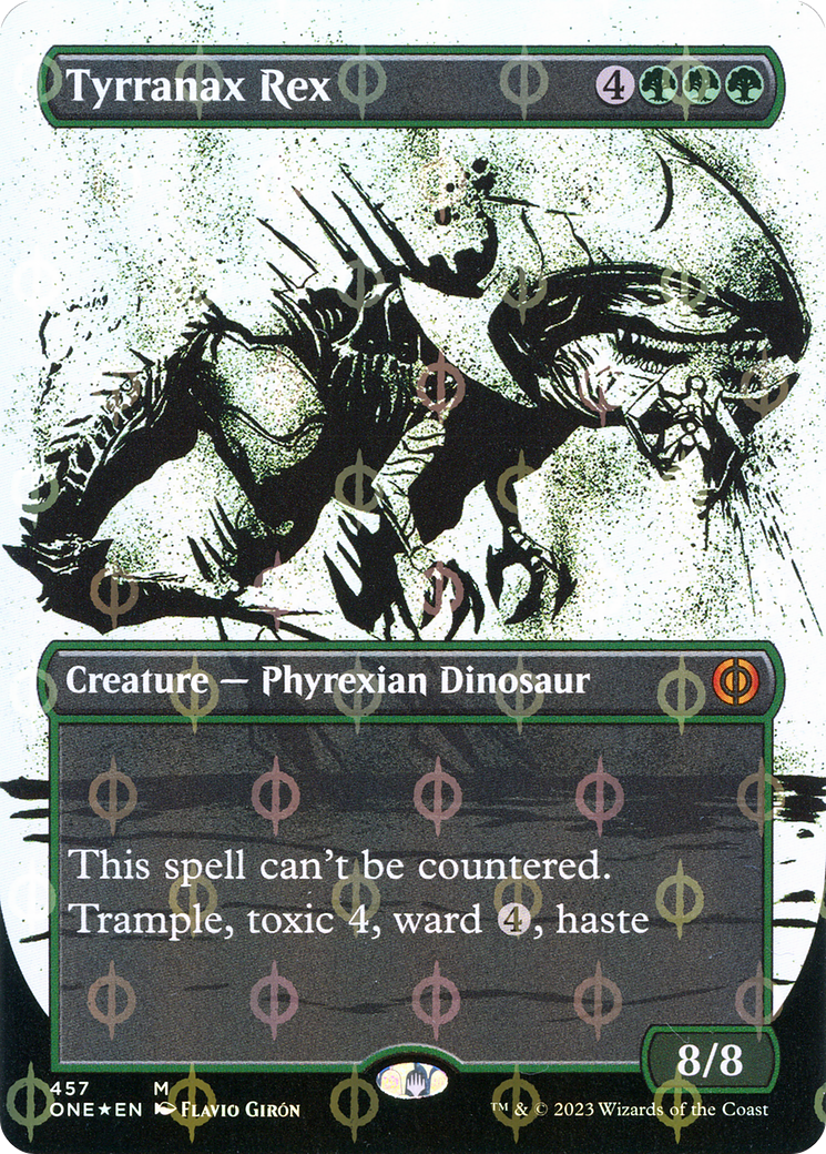 Tyrranax Rex (Showcase) (Step-and-Compleat Foil) (Showcase) (457) Foil - Phyrexia: All Will Be One