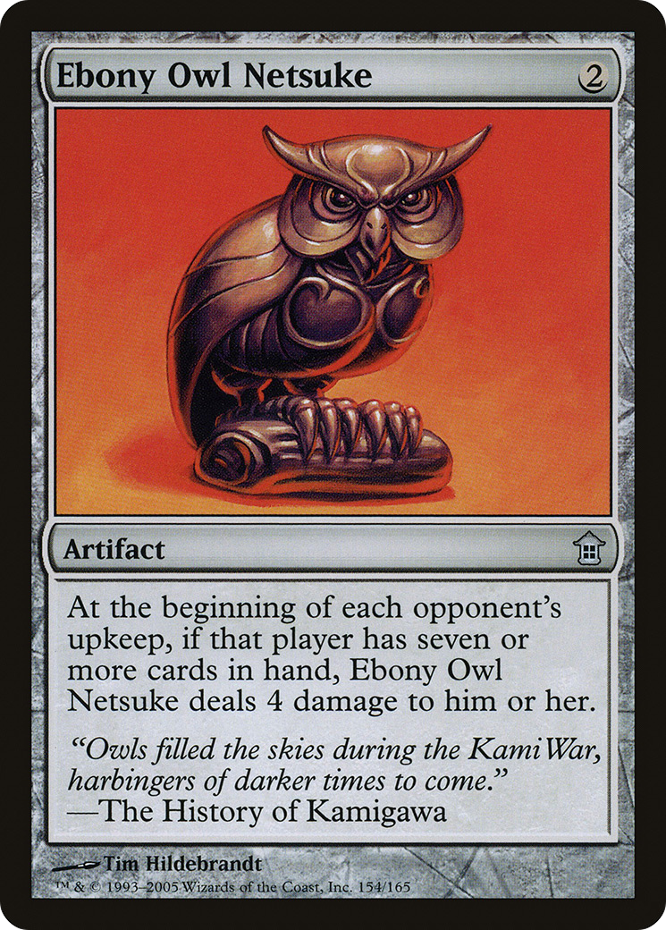Ebony Owl Netsuke (154) Foil - Saviors of Kamigawa