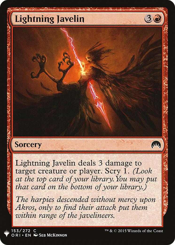 Lightning Javelin (ORI-153) - The List