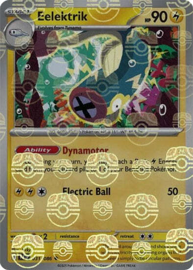 Eelektrik (Master Ball Pattern) (31) Reverse Holofoil - Black Bolt