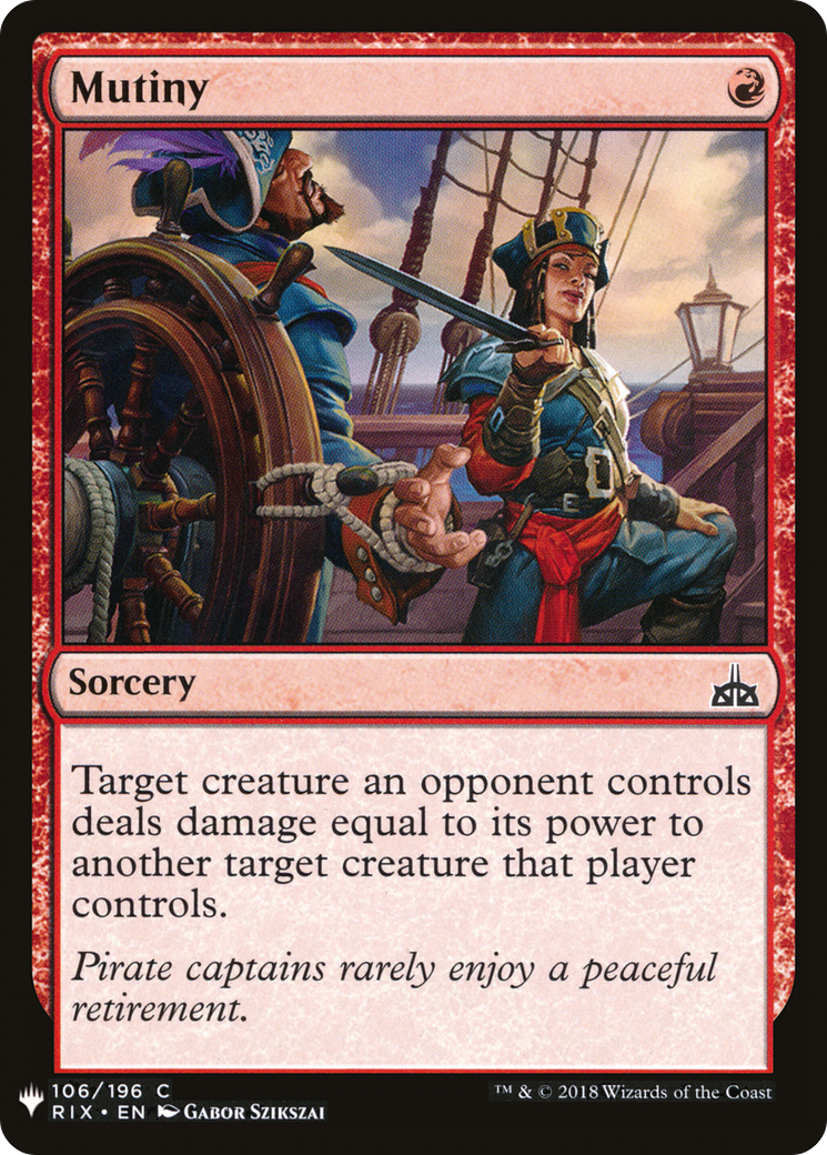 Mutiny (RIX-106) - The List