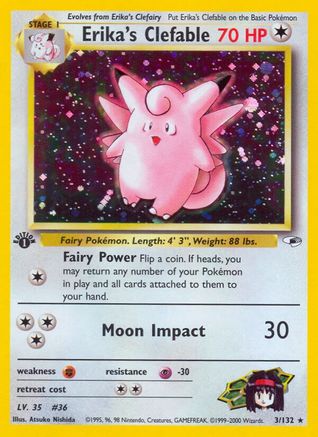 Erika's Clefable (3) (1st Edition) Holofoil - Gym Heroes