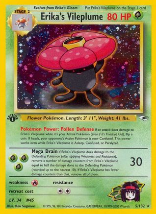 Erika's Vileplume (5) (1st Edition) Holofoil - Gym Heroes