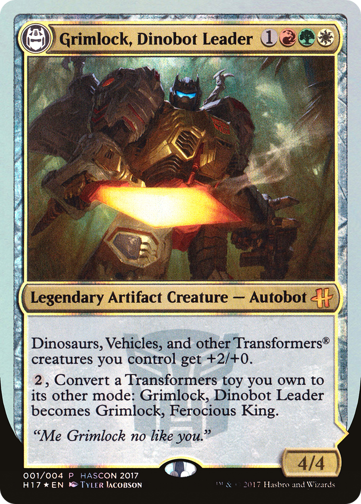 Grimlock, Dinobot Leader // Grimlock, Ferocious King (001) Foil - HasCon 2017