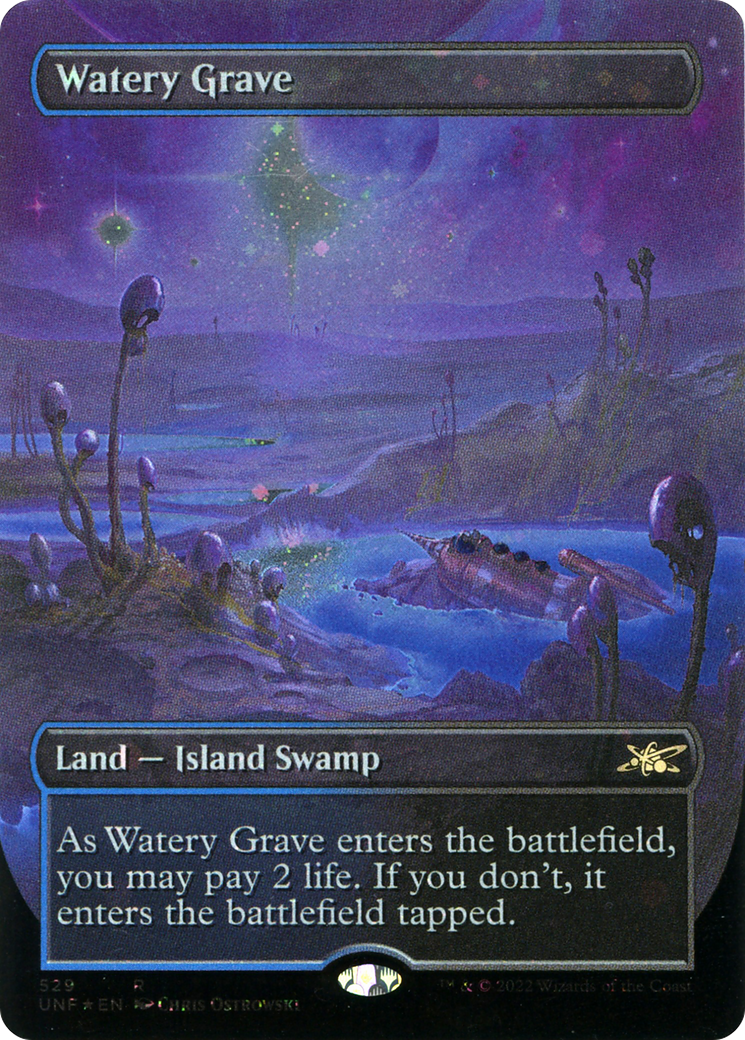 Watery Grave (Borderless) (Galaxy Foil) (529) Foil - Unfinity
