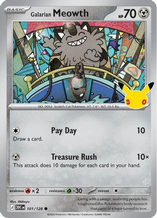 Galarian Meowth (101) Holofoil - 30th Celebration