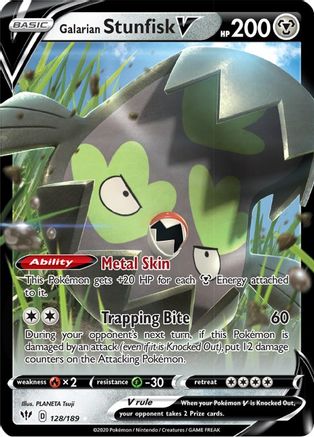 Galarian Stunfisk V (128) Holofoil - Darkness Ablaze