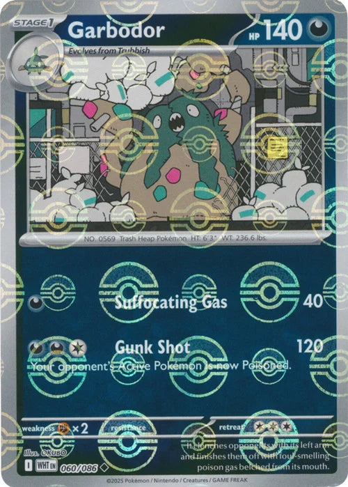 Garbodor (Poke Ball Pattern) (60) Reverse Holofoil - White Flare