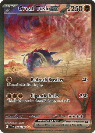 Great Tusk ex (Alternate Full Art) (246) Holofoil - Scarlet & Violet