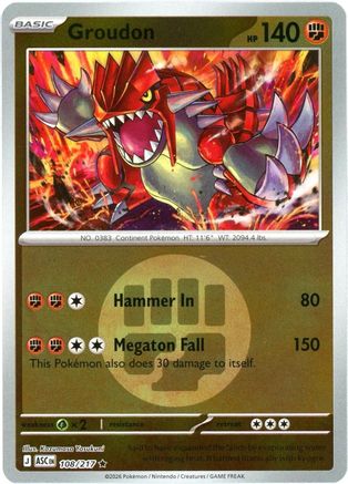 Groudon (Energy Symbol Pattern) (108) Reverse Holofoil - Ascended Heroes