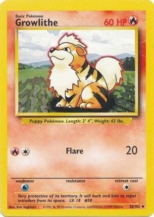Growlithe (28) - Base Set