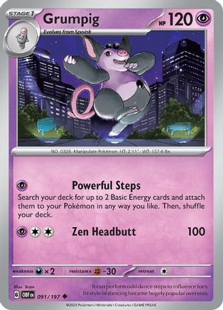 Grumpig (91) Reverse Holofoil - Obsidian Flames