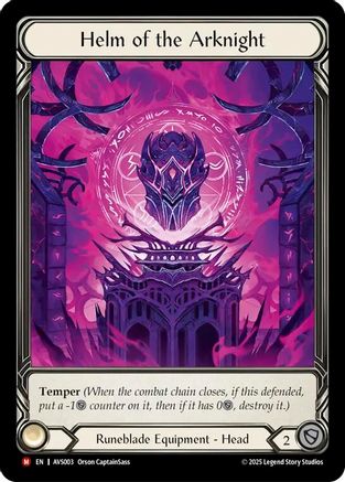 Helm of the Arknight (AVS003) Cold Foil - Armory Deck: Legends Viserai