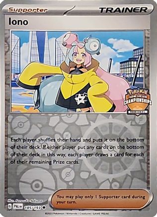 Iono (Regional Championships) (185) Reverse Holofoil - Paldea Evolved
