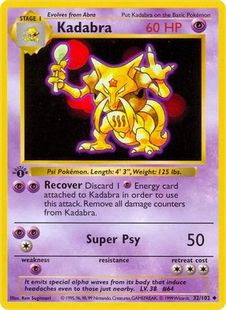 Kadabra (32) (Unlimited) - Base Set (Shadowless)