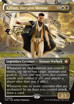 Killian, Decisive Mentor (Borderless) (004) Foil - Commander: Secrets of Strixhaven