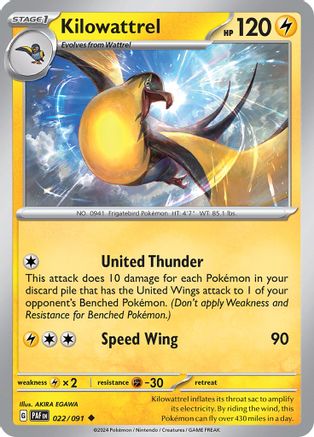 Kilowattrel (22) Reverse Holofoil - Paldean Fates