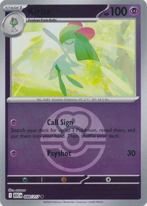 Kirlia (Love Ball) (88) Reverse Holofoil - Ascended Heroes