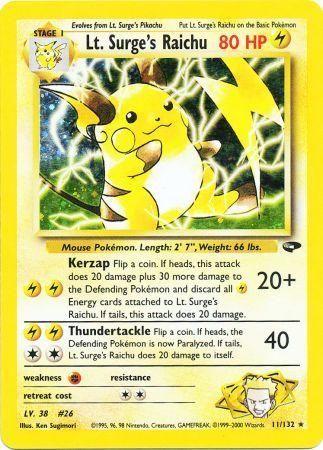 Lt. Surge's Raichu (11) (Unlimited) Holofoil - Gym Challenge