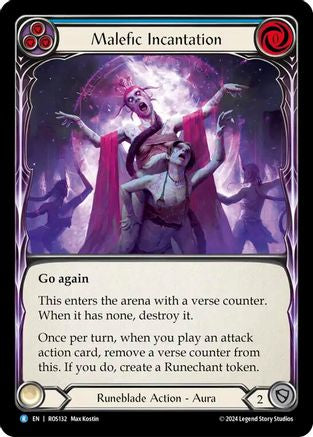 Malefic Incantation (Blue) (ROS132) Rainbow Foil - Rosetta