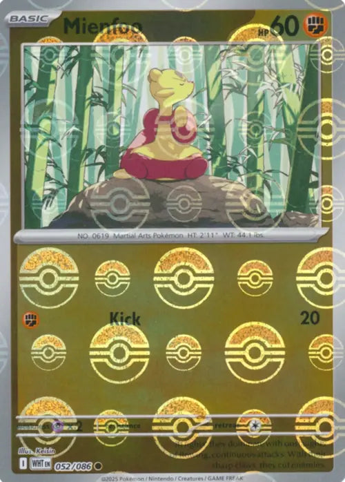 Mienfoo (Poke Ball Pattern) (52) Reverse Holofoil - White Flare
