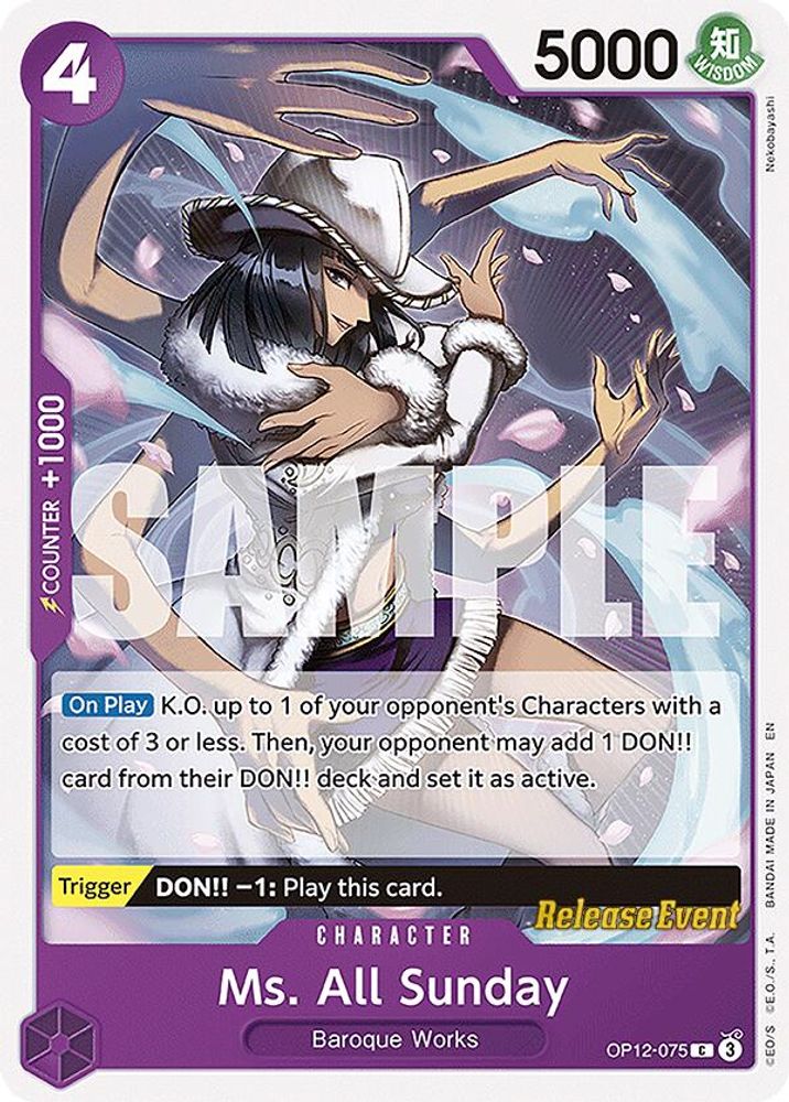 Ms. All Sunday (OP12-075) Release Event Cards