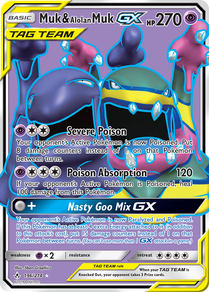 Muk & Alolan Muk GX (196) (Full Art) (196) Holofoil - Unbroken Bonds