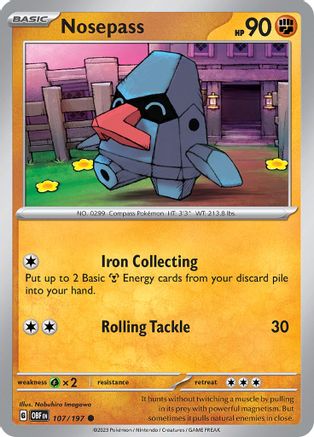 Nosepass (107) Reverse Holofoil - Obsidian Flames