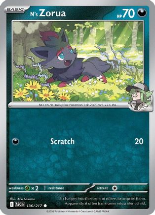 N's Zorua (136) Reverse Holofoil - Ascended Heroes