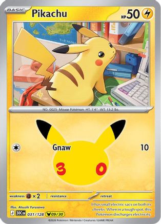Pikachu (31) Holofoil - 30th Celebration
