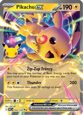 Pikachu ex (54) Holofoil - 30th Celebration