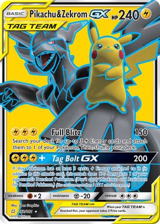 Pikachu & Zekrom GX (Full Art) (162) Holofoil - Team Up