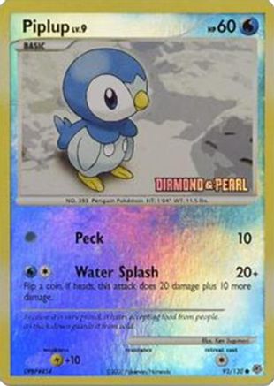 Piplup (Diamond & Pearl) (93) Reverse Holofoil - Burger King Promos